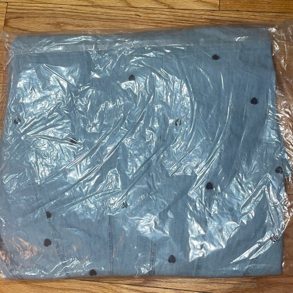 Free Assembly Women's  Embroidered Hearts Light chambra Denim Panel Midi Dress M - Picture 8 of 9